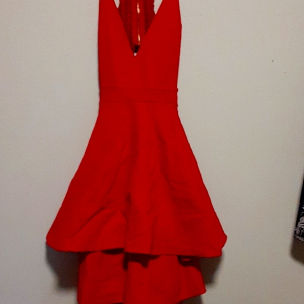 Fit and flare beautiful red, dress open back.